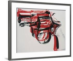 Gun, c. 1981-82 (black and red on white)-Andy Warhol-Framed Art Print