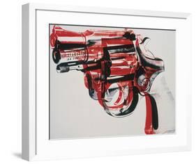 Gun, c. 1981-82 (black and red on white)-Andy Warhol-Framed Art Print