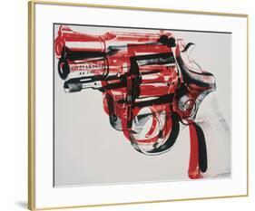 Gun, c. 1981-82 (black and red on white)-Andy Warhol-Framed Art Print