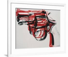 Gun, c. 1981-82 (black and red on white)-Andy Warhol-Framed Art Print