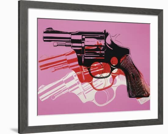 Gun, c.1981-82 (Black, White, Red on Pink)-Andy Warhol-Framed Giclee Print