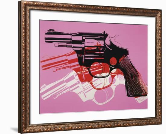 Gun, c.1981-82 (Black, White, Red on Pink)-Andy Warhol-Framed Giclee Print