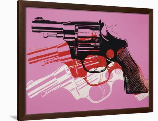 Gun, c.1981-82 (Black, White, Red on Pink)-Andy Warhol-Framed Giclee Print