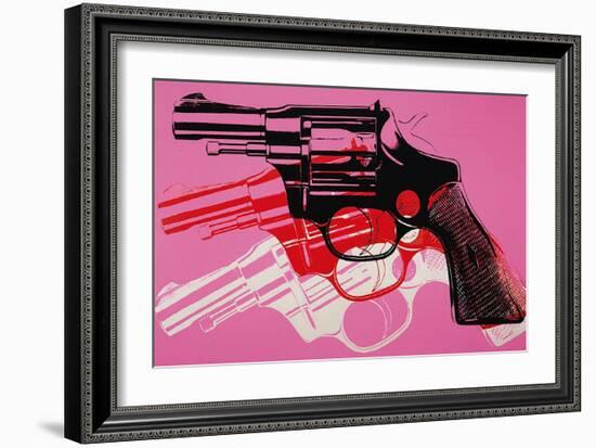 Gun, c. 1981-82 (black, white, red on pink)-Andy Warhol-Framed Art Print