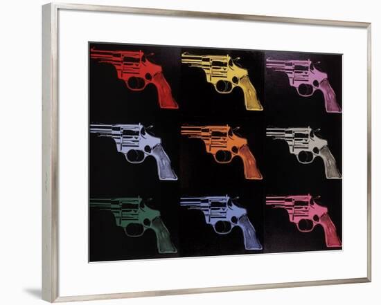 Gun, c.1982 (many/rainbow)-Andy Warhol-Framed Giclee Print