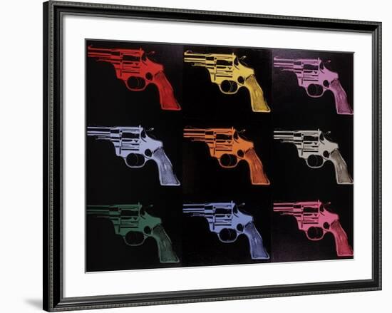 Gun, c.1982 (many/rainbow)-Andy Warhol-Framed Giclee Print