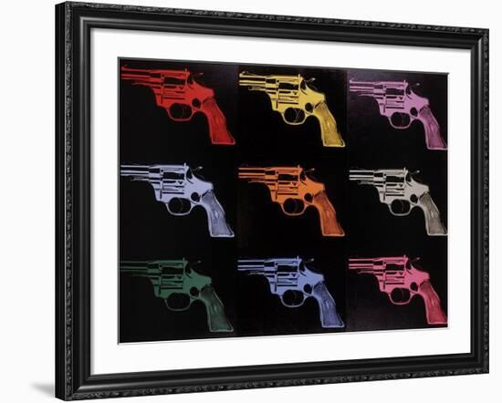 Gun, c.1982 (many/rainbow)-Andy Warhol-Framed Giclee Print