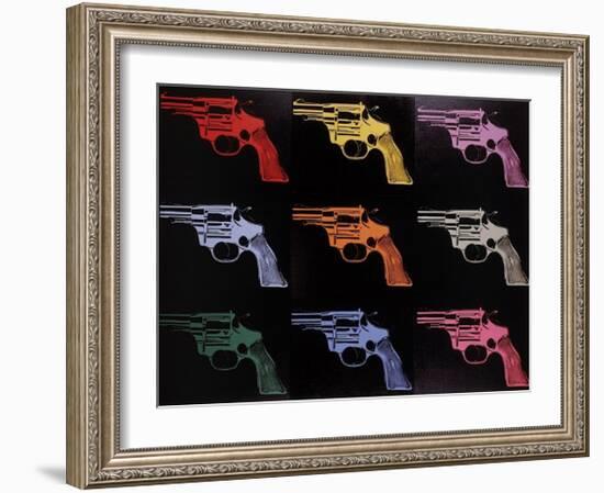 Gun, c.1982 (many/rainbow)-Andy Warhol-Framed Giclee Print