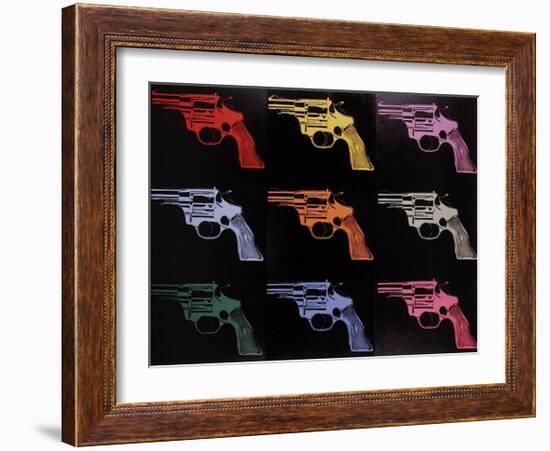 Gun, c.1982 (many/rainbow)-Andy Warhol-Framed Giclee Print