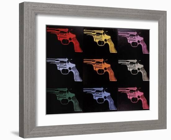 Gun, c.1982 (many/rainbow)-Andy Warhol-Framed Giclee Print