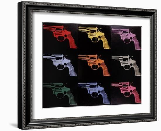 Gun, c.1982 (many/rainbow)-Andy Warhol-Framed Giclee Print