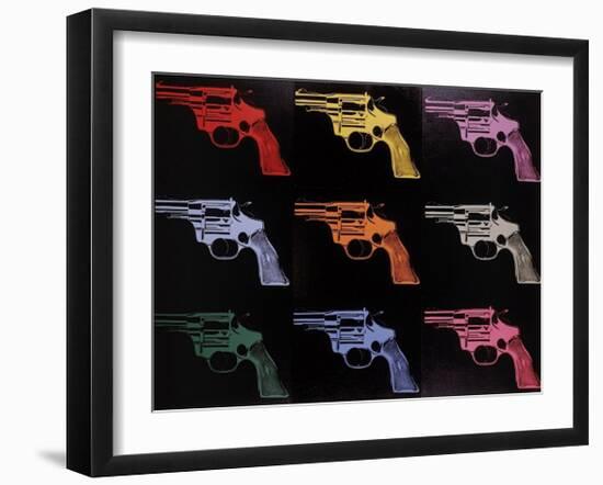 Gun, c.1982 (many/rainbow)-Andy Warhol-Framed Giclee Print