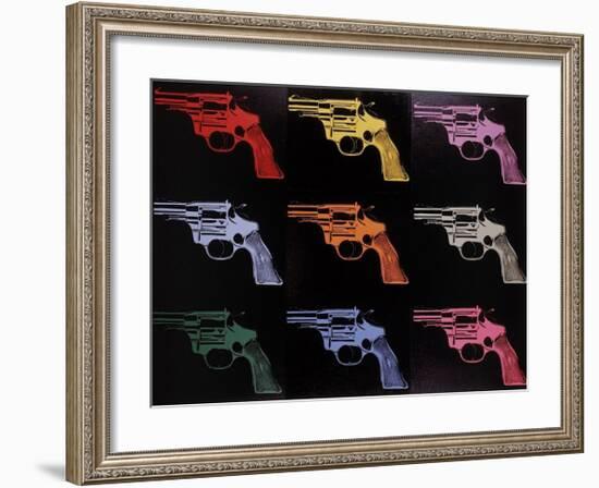 Gun, c.1982 (many/rainbow)-Andy Warhol-Framed Giclee Print