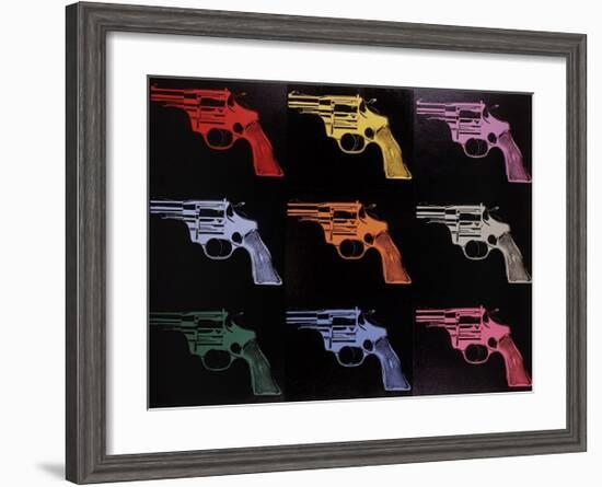 Gun, c.1982 (many/rainbow)-Andy Warhol-Framed Giclee Print