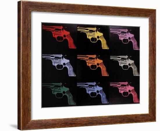 Gun, c.1982 (many/rainbow)-Andy Warhol-Framed Giclee Print