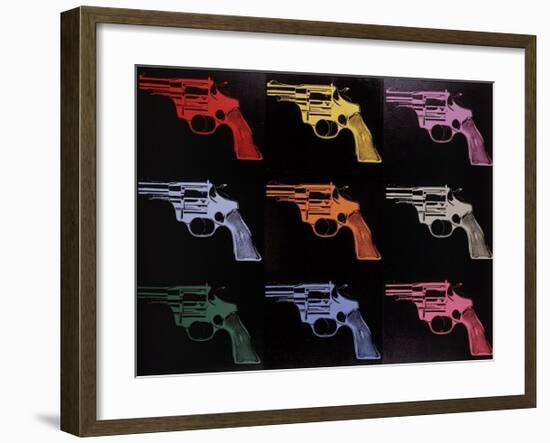 Gun, c.1982 (many/rainbow)-Andy Warhol-Framed Giclee Print