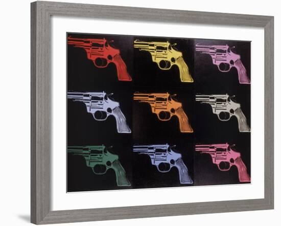 Gun, c.1982 (many/rainbow)-Andy Warhol-Framed Giclee Print