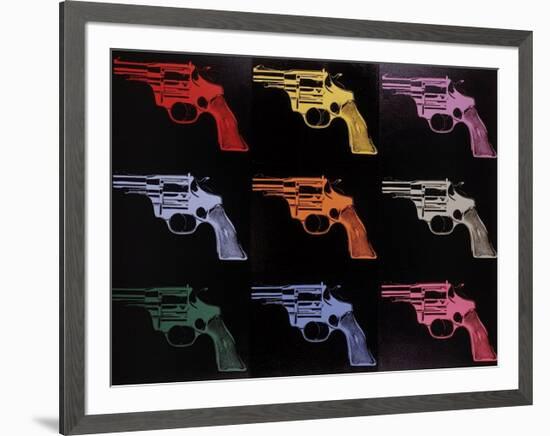 Gun, c.1982 (many/rainbow)-Andy Warhol-Framed Giclee Print