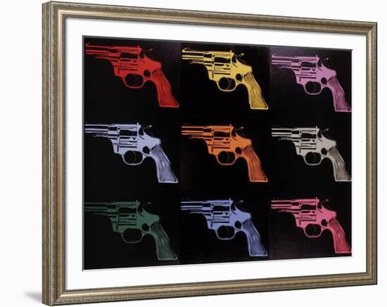 Gun, c.1982 (many/rainbow)-Andy Warhol-Framed Giclee Print