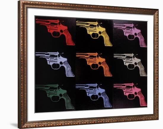 Gun, c.1982 (many/rainbow)-Andy Warhol-Framed Giclee Print