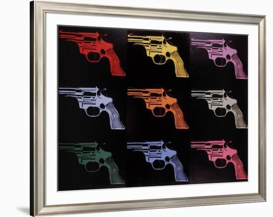 Gun, c.1982 (many/rainbow)-Andy Warhol-Framed Giclee Print