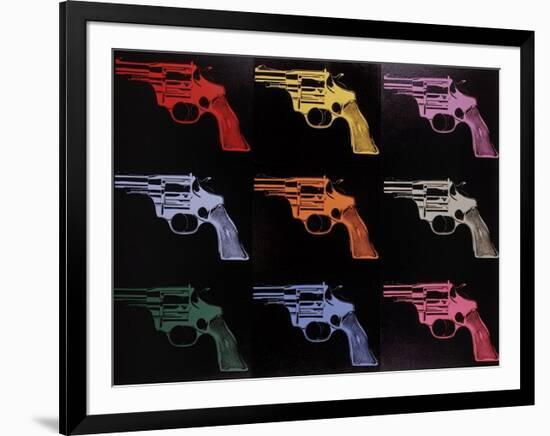 Gun, c.1982 (many/rainbow)-Andy Warhol-Framed Giclee Print