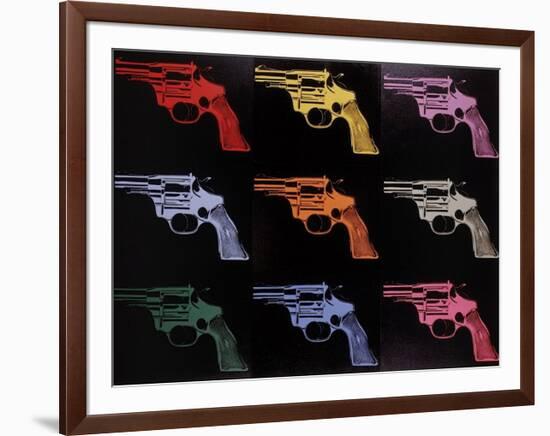 Gun, c.1982 (many/rainbow)-Andy Warhol-Framed Giclee Print