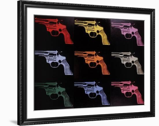 Gun, c.1982 (many/rainbow)-Andy Warhol-Framed Giclee Print