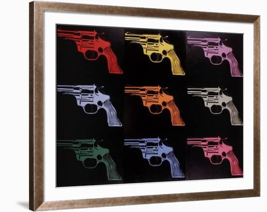 Gun, c.1982 (many/rainbow)-Andy Warhol-Framed Giclee Print