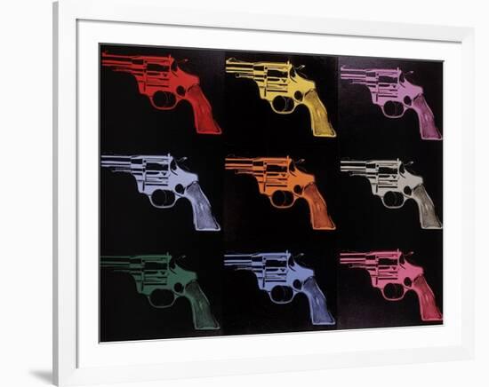 Gun, c.1982 (many/rainbow)-Andy Warhol-Framed Giclee Print