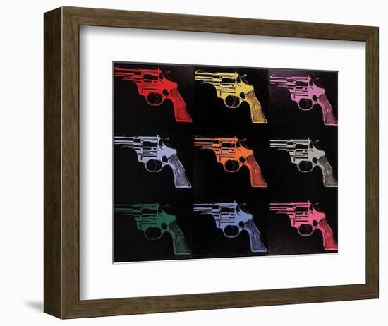 Gun, c. 1982 (many/rainbow)-Andy Warhol-Framed Art Print