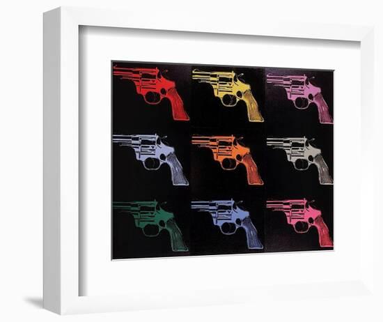 Gun, c. 1982 (many/rainbow)-Andy Warhol-Framed Art Print