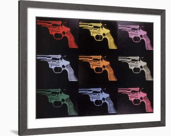 Gun, c. 1982 (many/rainbow)-Andy Warhol-Framed Art Print