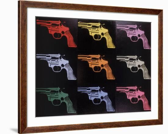 Gun, c. 1982 (many/rainbow)-Andy Warhol-Framed Art Print