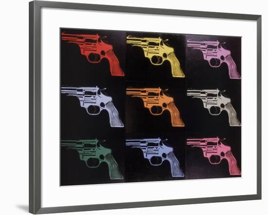 Gun, c. 1982 (many/rainbow)-Andy Warhol-Framed Art Print