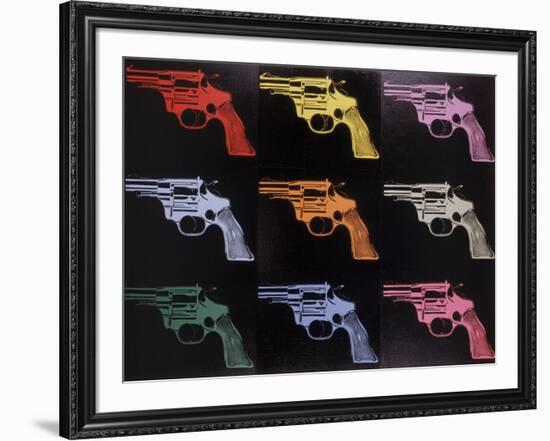 Gun, c. 1982 (many/rainbow)-Andy Warhol-Framed Art Print