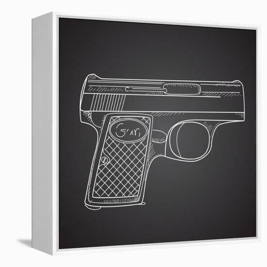 Gun Doodle on Black Background-Alisa Foytik-Framed Stretched Canvas