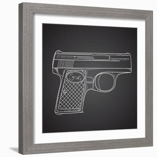 Gun Doodle on Black Background-Alisa Foytik-Framed Art Print