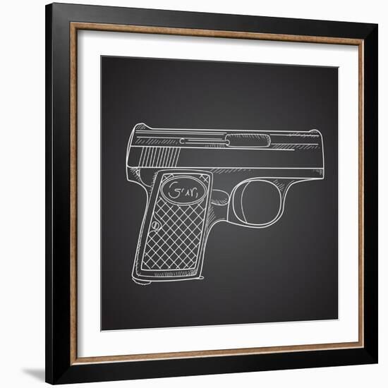 Gun Doodle on Black Background-Alisa Foytik-Framed Art Print