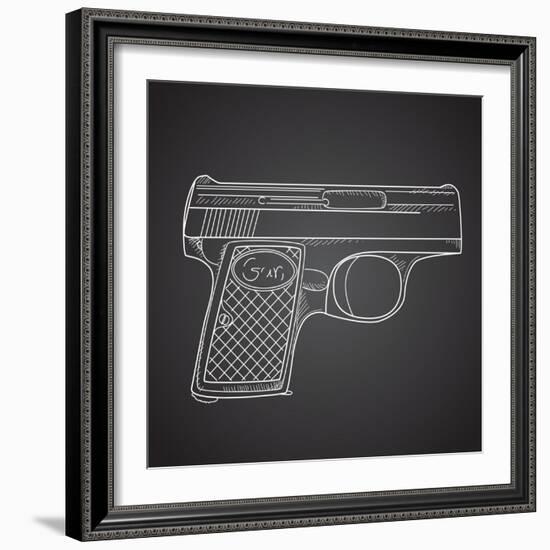 Gun Doodle on Black Background-Alisa Foytik-Framed Art Print