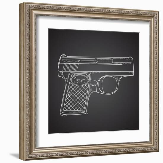 Gun Doodle on Black Background-Alisa Foytik-Framed Art Print