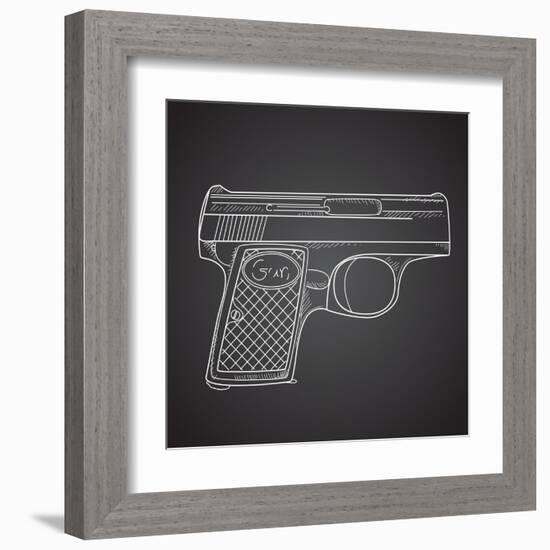 Gun Doodle on Black Background-Alisa Foytik-Framed Art Print