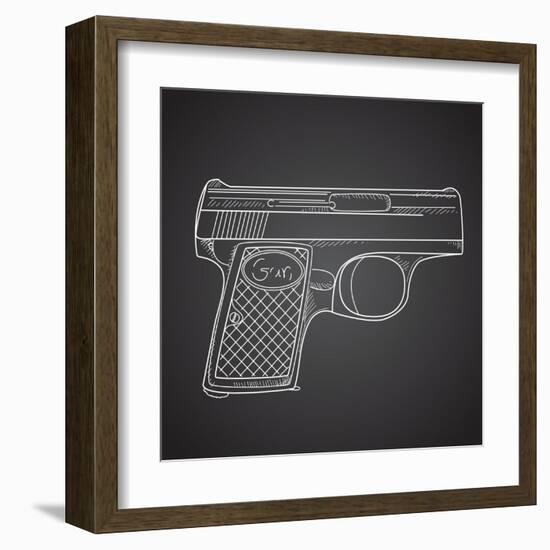 Gun Doodle on Black Background-Alisa Foytik-Framed Art Print