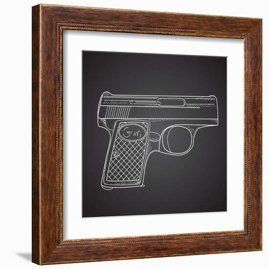Gun Doodle on Black Background-Alisa Foytik-Framed Art Print