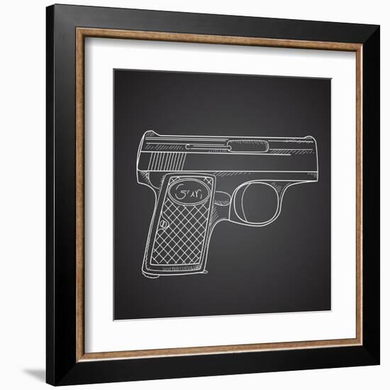 Gun Doodle on Black Background-Alisa Foytik-Framed Art Print