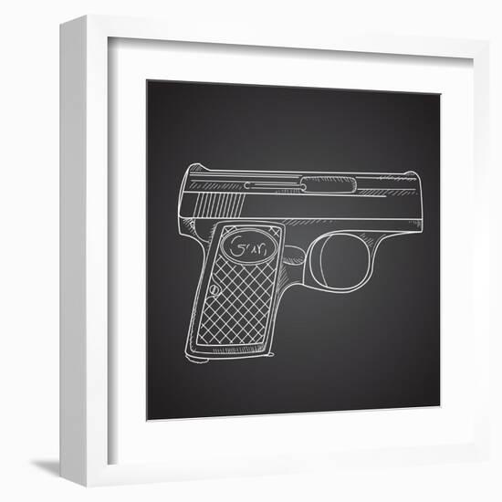 Gun Doodle on Black Background-Alisa Foytik-Framed Art Print