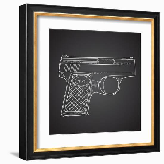 Gun Doodle on Black Background-Alisa Foytik-Framed Art Print