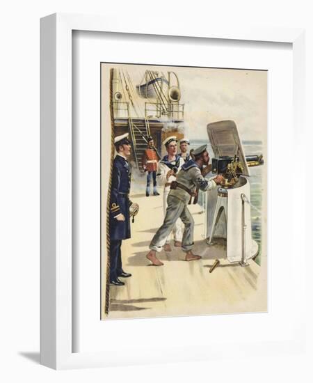 Gun Drill During the Naval Manoeuvres, 1891-Henry Payne-Framed Giclee Print