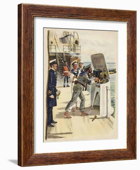 Gun Drill During the Naval Manoeuvres, 1891-Henry Payne-Framed Giclee Print