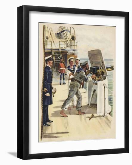 Gun Drill During the Naval Manoeuvres, 1891-Henry Payne-Framed Giclee Print